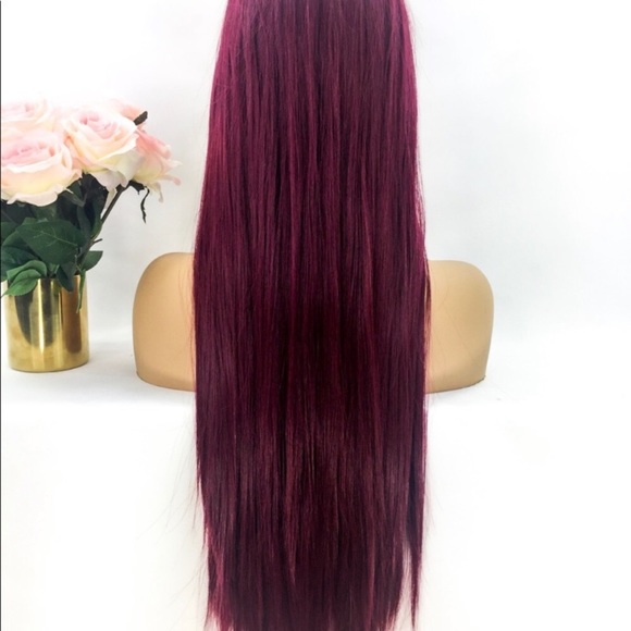 ?   24” WINE RED STRAIGHT LACE FRONT WIG?